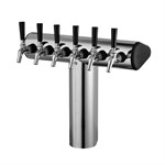 Winged Tee Tower for Century System, 6 Faucets in Stainless Steel