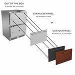 Luxe Knurled Handle, 15” SS Panel, Solid, Drawer Set, No Lock