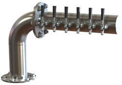 Brew Pipe Tower, L-Shaped - Right Mount, 6 Faucets