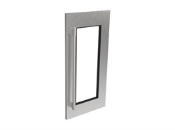 Luxe Knurled Handle, 15” SS Panel, Glass, Reversible, No Lock