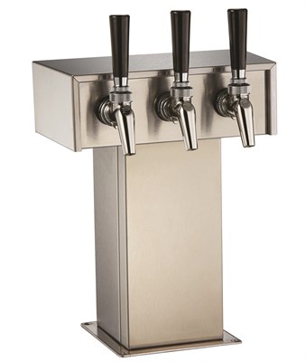 Air-Cooled Beer Dispensing Kit - Tee Tower, 3 Faucet in Stainless Steel