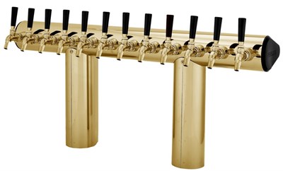 Winged Bridge Tower for Century System, 10 Faucets in Tarnish-Free Brass
