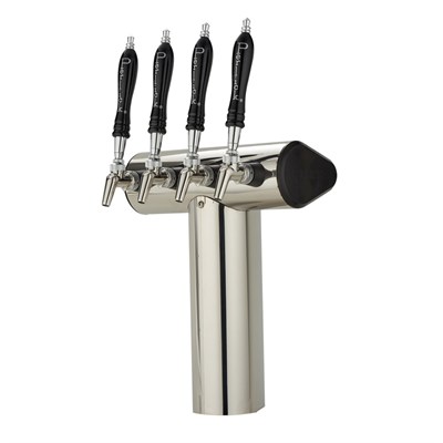 Winged Tee Tower for Century System, 6 Faucets in Stainless Steel