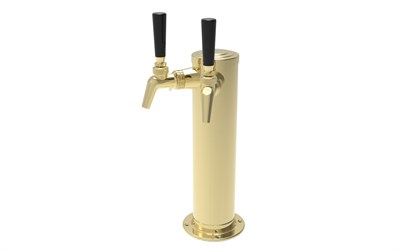 Air-Cooled Beer Dispensing Kit - Draft Arm, 2 Faucet in Tarnish-Free Brass