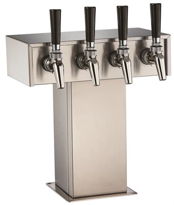 Air-Cooled Beer Dispensing Kit - Tee Tower, 5 Faucet in Stainless Steel