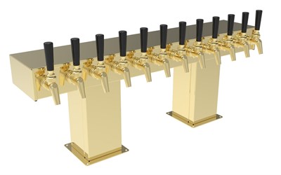 Bridge Tee Tower, 16 Faucets in Tarnish-Free Brass