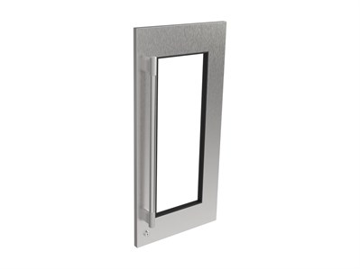 Luxe Knurled Handle, 15” SS Panel, Glass, Right, Locking