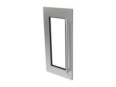 Luxe Knurled Handle, 15” SS Panel, Glass, Left, Locking