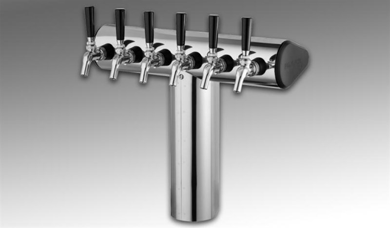 Winged Tower, 6 Faucets in Stainless Steel