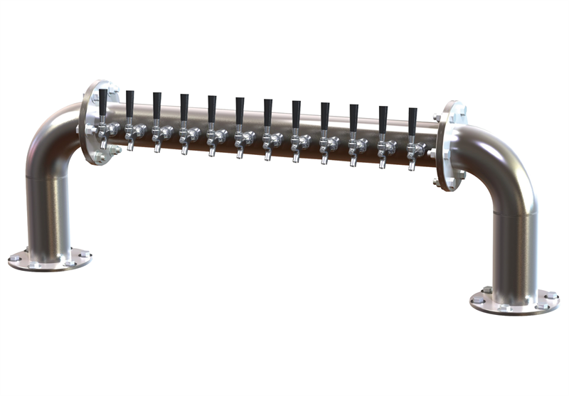 Brew Pipe Pass-Thru Tower, 10 Faucets - Right Leads